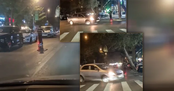 Gecə küçədə skuter sürən yeniyetmədən TƏHLÜKƏLİ HƏRƏKƏTLƏR
