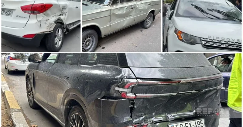 Zəncirvari qəza:4 avtomobil toqquşub FOTOLAR