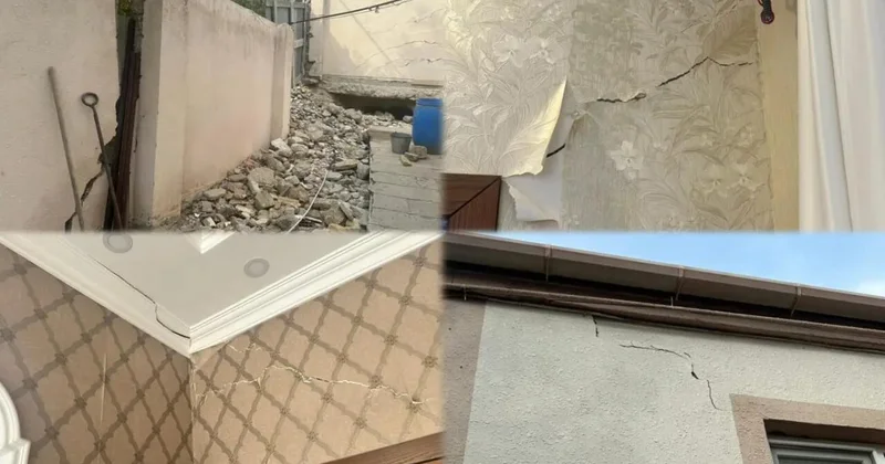 Bakıda sürüşmə zonasında yerləşən ev qəzalı vəziyyətə düşdü FOTOlar