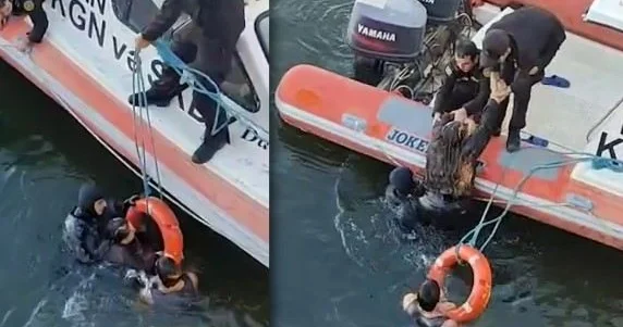 Bulvarda suya düşən kişi və qadın xilas edilib ANBAAN GÖRÜNTÜLƏR