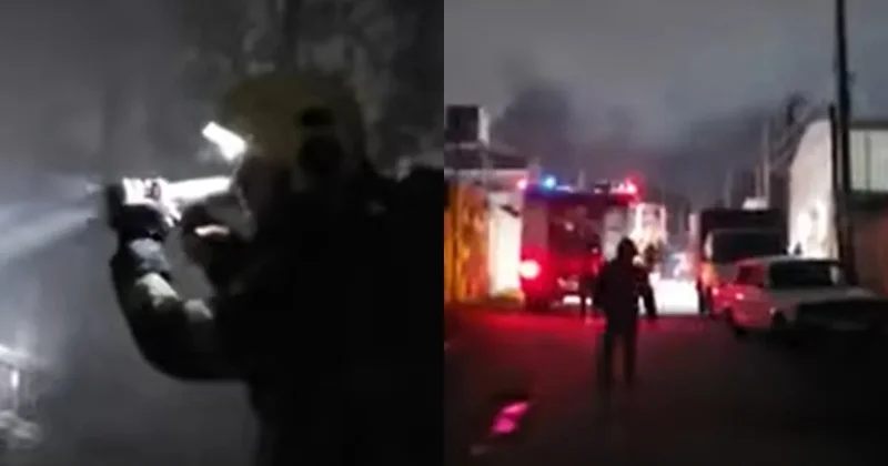 Abşeronda güclü yanğın: Əməliyyat görüntüləri Video