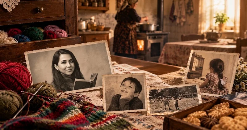 Bir yumaq ip, qovrulmuş soğan və uşaqlıq
