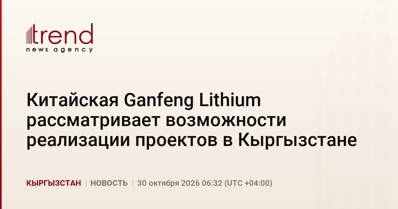 Китайская Ganfeng Lithium рассматривает возможности реализации проектов в Кыргызстане