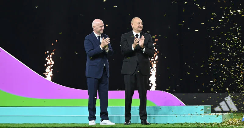 Prezident U 15 dünya çempionatının qaliblərinə kuboku təqdim etdi Foto Video