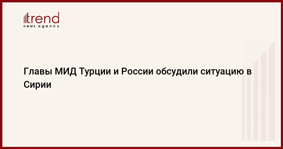 Главы МИД Турции и России обсудили ситуацию в Сирии