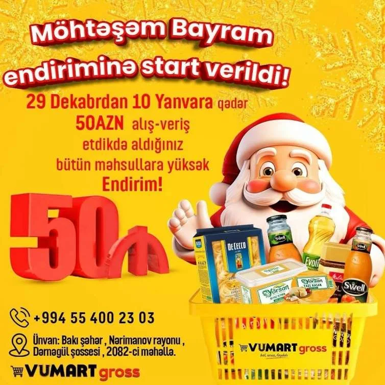 “Vumart”dan möhtəşəm kampaniya: bütün məhsullara YÜKSƏK ENDİRİM!