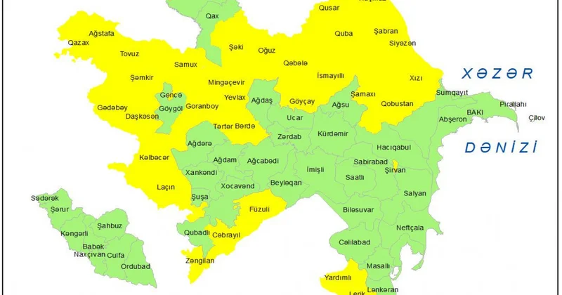 Küləkli hava şəraiti ilə bağlı sarı xəbərdarlıq verilib