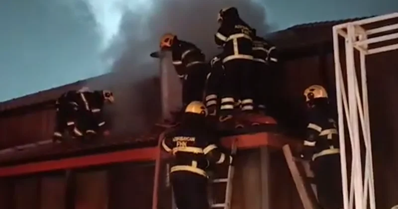 Bakıda restoranda yanğın olub VİDEO