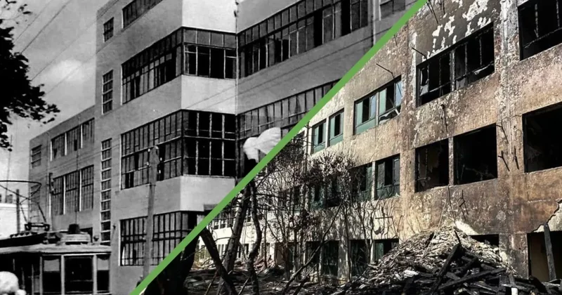 Разрушена часть фасада бакинского памятника конструктивизма Творения архитекторов Микаила Усейнова и Садыха Дадашева / ФОТОФАКТ