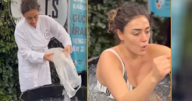 Tatlısesin qızı buzlu suya girib PAYLAŞDI