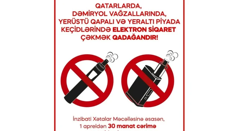 Qatar və vağzallarda elektron siqaret çəkmək qadağandır Cərimə tətbiq olunacaq