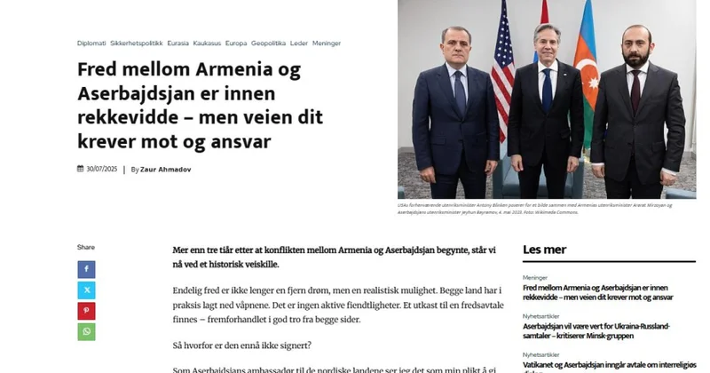 Норвежское издание Geopolitika о перспективах мирного соглашения между Азербайджаном и Арменией