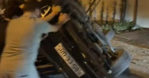 Bakıda avtomobil aşdı Video