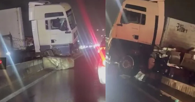 Yük avtomobili Bakı Sumqayıt yolunda arakəsməyə çırpıldı (Video)