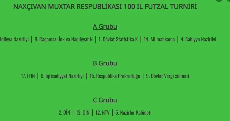 Dövlət qurumları arasında turnir keçiriləcək