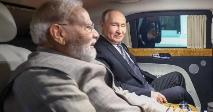 Моди опубликовал совместную с Путиным фотографию в автомобиле