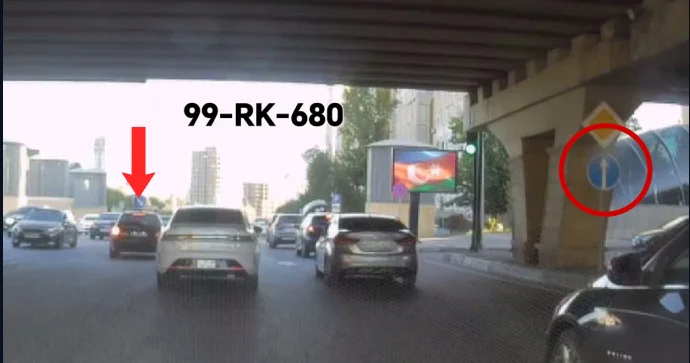 Özünü əziyyətə salmaq istəməyən sürücü nişanın tələbini pozdu VİDEO