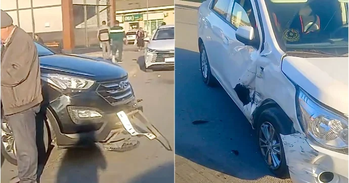 Lökbatanda qəza: “Hyundai” və “Chevrolet” toqquşdu VİDEO
