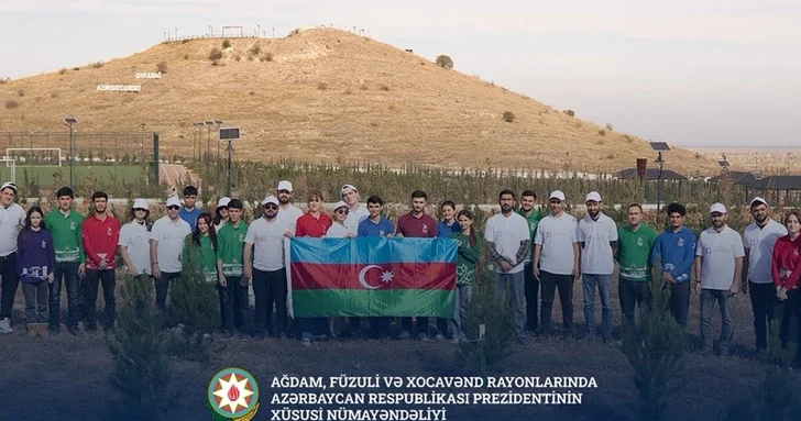 В селе Хыдырлы провели акцию по озеленению в честь 5 летия Победы