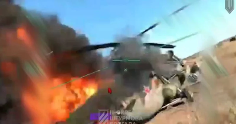 Ukrayna Rusiyaya məxsus Mi 8 helikopterini dronla vurub