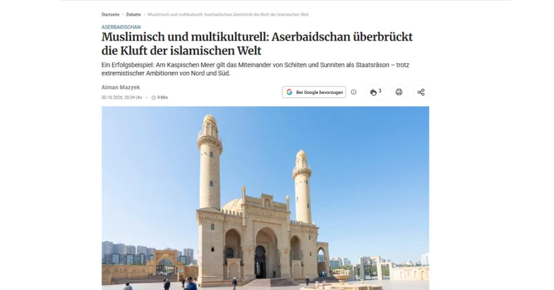 “Berliner Zeitung”: Azərbaycanın dini tolerantlıq modeli İslam dünyası üçün ümid işığıdır