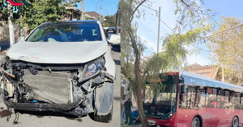 Gəncədə “Baku Bus” qəza törətdi Fotolar