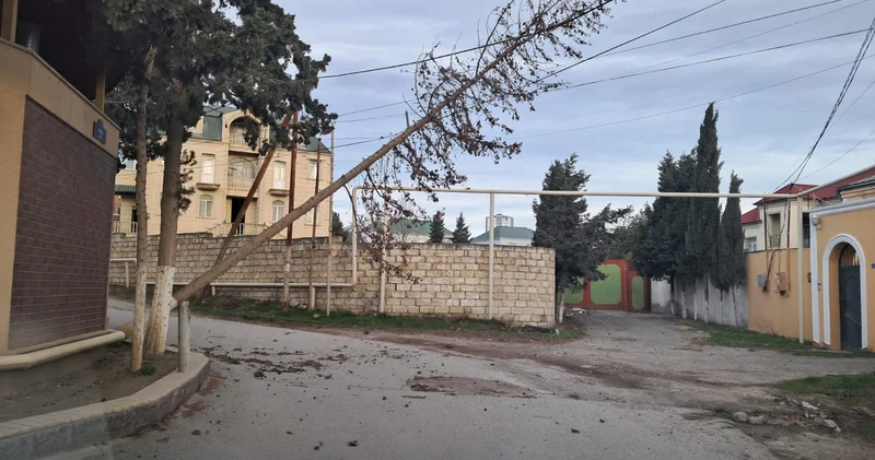 Güclü külək Bakının bəzi ərazilərini işıqsız qoydu VİDEO